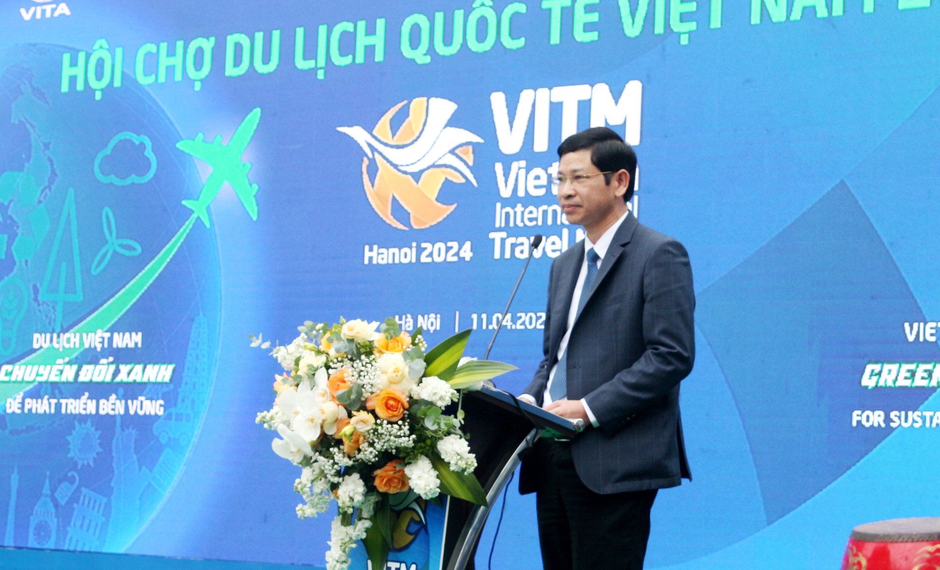 Thứ trưởng Bộ Văn hóa, Thể thao và Du lịch Hồ An Phong phát biểu Khai mạc Hội chợ